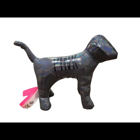 PINK Victoria's Secret Metallic Silver Plush Dog (2013) - Picture 2 of 7